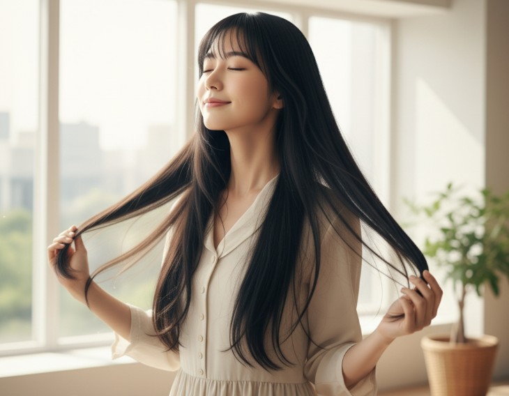 栄養が届き黒々としたツヤ髪へ