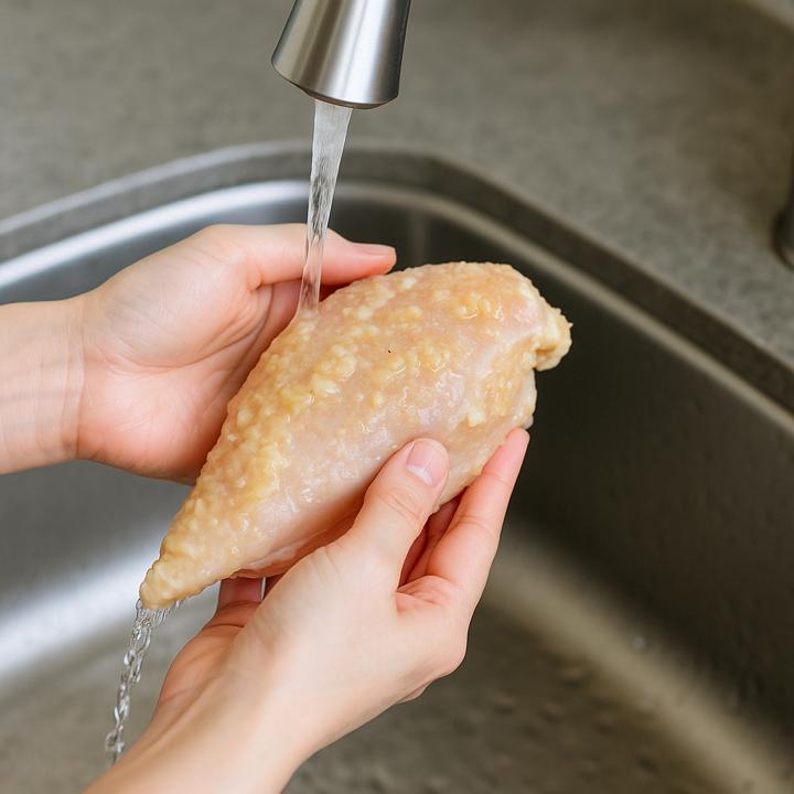 揚げる場合は焦げ防止のため軽く洗う