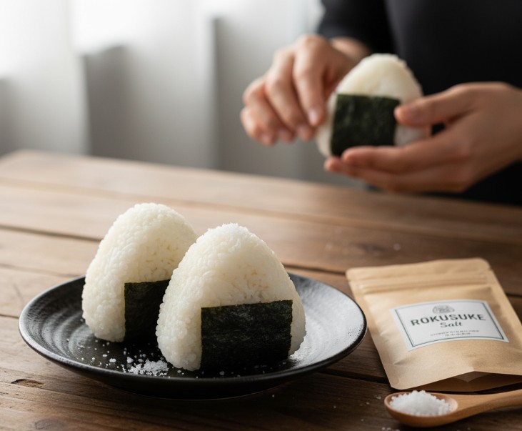 定番はシンプルに ろく助の塩で握るおにぎり